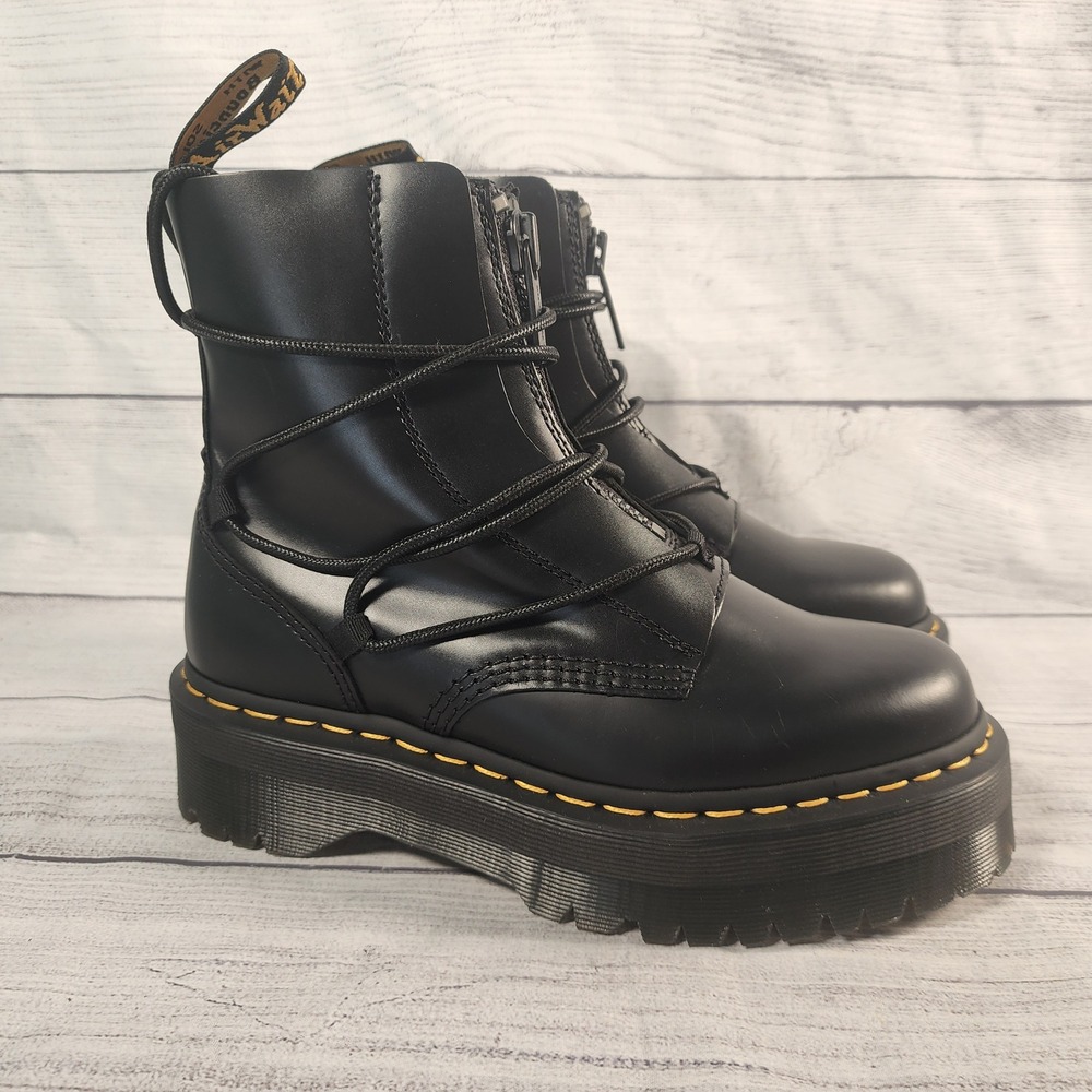 Dr. Martens Jarrick II Black Smooth Leather Platform Jungle Boots Womens 8 UK 6